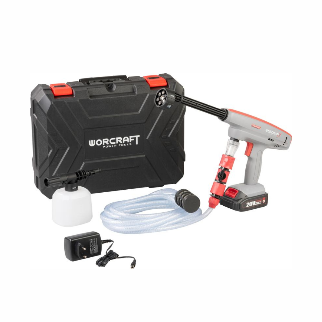 Akumulátorová tlaková pistole Worcraft CPC-S20LiEM – 20V, 2.0Ah, sada s příslušenstvím